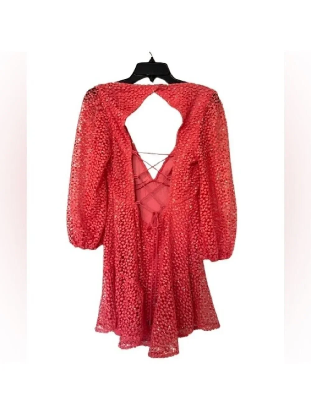 Free People Kaya Knit Sequin Lace Mini Dress in Pink. Size Small